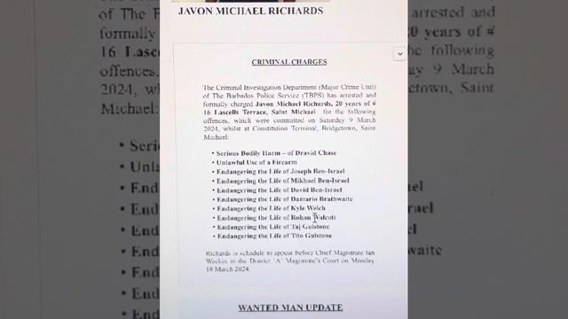 Javon Michael Richards, 20, and the Constitution Terminal incident - Barbados смотреть онлайн