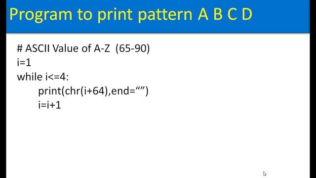 Python program to print pattern A B C D | Ashraf Jamal смотреть онлайн