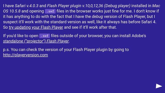 How can I view .swf files within Mac OS X? смотреть онлайн