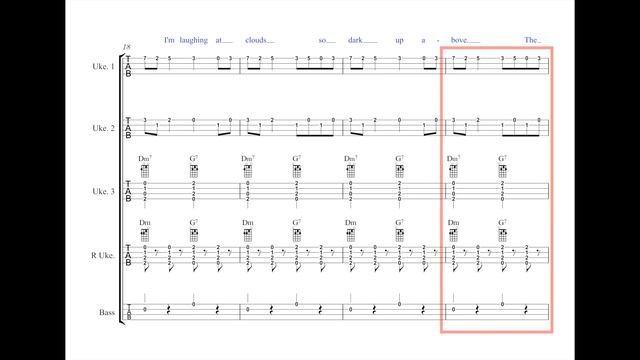Singin' In The Rain | 4 Ukulele + 1 Bass | TAB Sheet Music Playalong Video смотреть онлайн