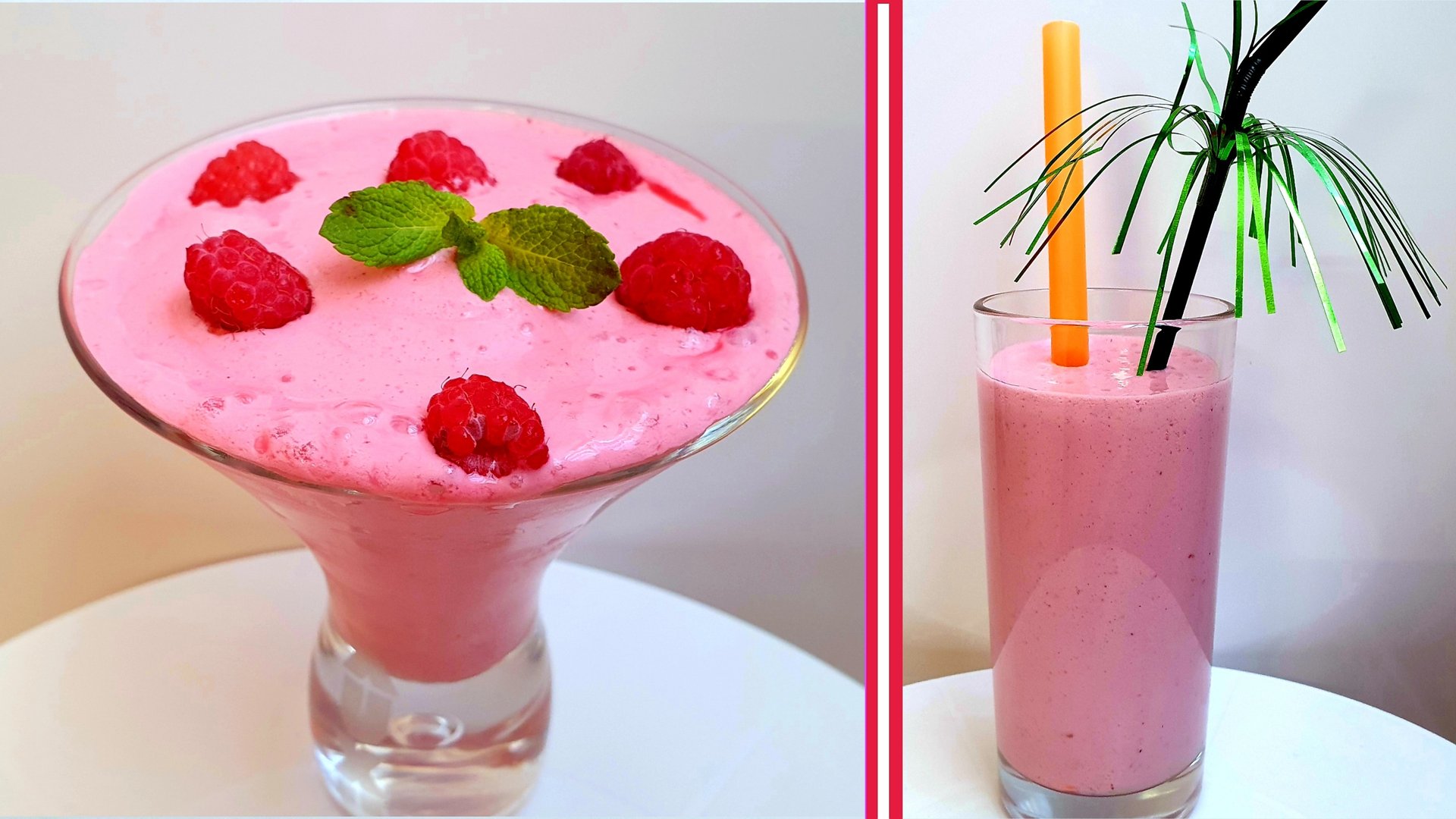 Густой молочный коктейль или Смузи с малиной.