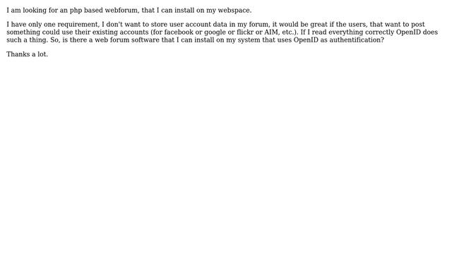 Searching for a php based webforum that has openId support смотреть онлайн