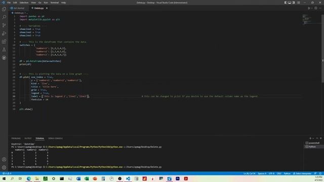 Pandas Df.Plot Line Plot | How to Turn Visibility of Specific Line(s) On & Off with Boolean Variabl смотреть онлайн