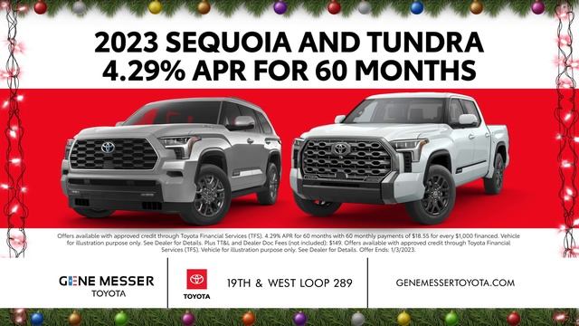 Gett 3.49% APR on a brand-new 2023 Toyota Sequoia or Tundra In Lubbock, TX | Gene Messer Toyota смотреть онлайн