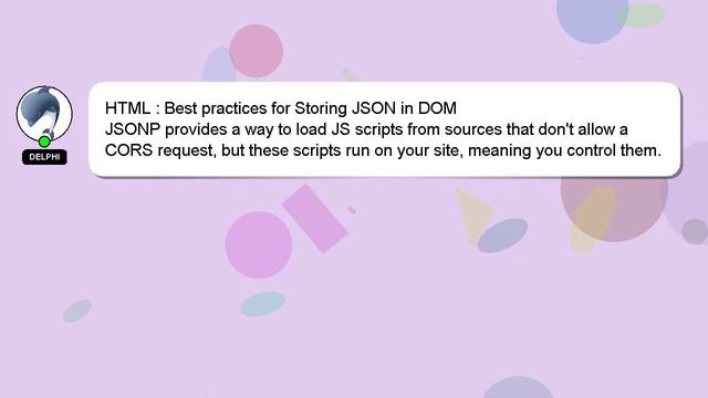 HTML : Best practices for Storing JSON in DOM смотреть онлайн