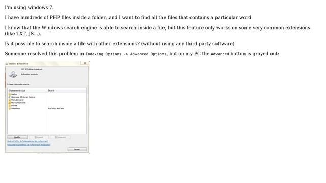 Is it possible to search inside PHP files using the Windows search engine (W7)? смотреть онлайн