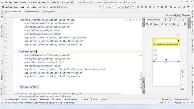 Android Studio - Criando a Interface Principal do App Mercado Livre - Ui Design смотреть онлайн