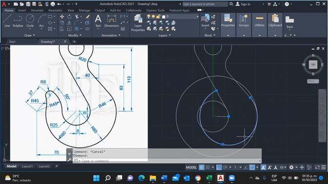 FIGURA No. 17 "GANCHO" UTILIZANDO AUTOCAD VERSION 2021 смотреть онлайн