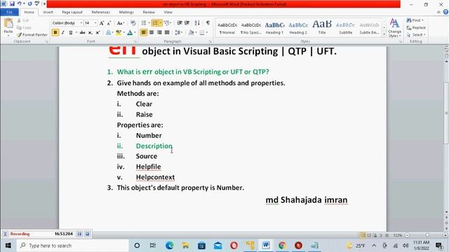 err Object in Visual Basic Scripting | QTP | UFT One | Unified Functional Testing смотреть онлайн
