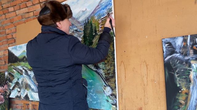 3-этап. Домбай, Архыз КЧР маслом и люстрация на холсте 80 на 120 см. Зилавди Яшуркаев. смотреть онлайн