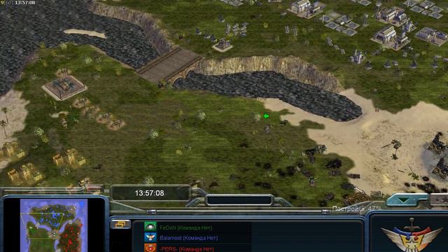 Онлайн бой №1. На троих. C&C Genearls Zero Hour Contra 007. смотреть онлайн