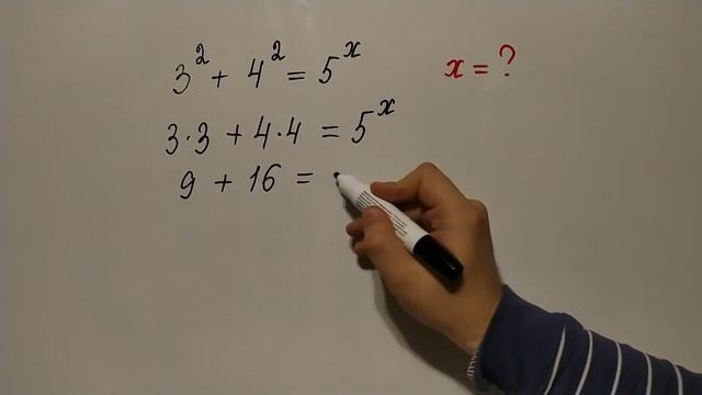 Решим такое? ? Найдите х. Пифагоровы числа. Решаем показательное уравнение 3^2 + 4^2 = 5^х смотреть онлайн