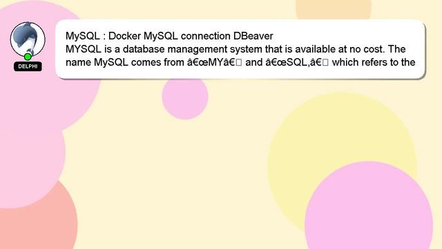 MySQL : Docker MySQL connection DBeaver смотреть онлайн