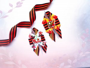 Брошь из лент. Красивая брошь 9 мая. Просто и быстро.  Георгиевская лента. Брошь канзаши.