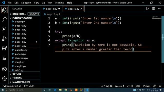 Exception Handling in Python #58 | Try Except Python | Python Tutorials for Beginners |Jeevan Upret смотреть онлайн