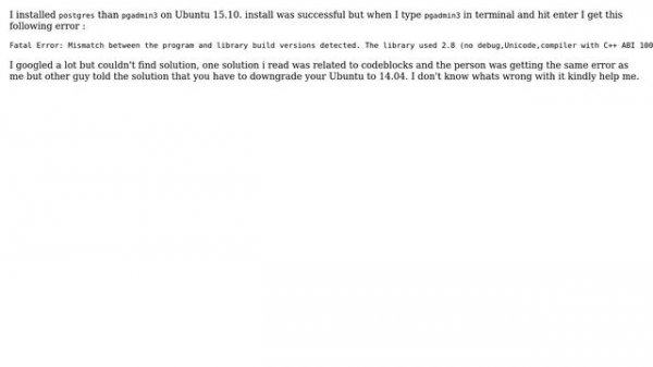 Ubuntu: Pgadmin3 not working on ubuntu 15.10