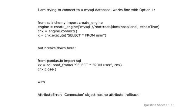 Pandas : read frame with sqlalchemy, mysql and pandas смотреть онлайн