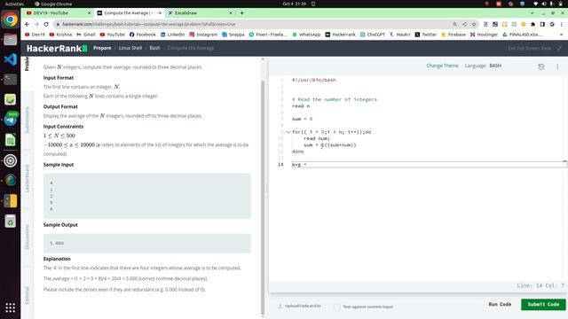 #10.1 Compute the Average | bc Command | HackerRank Linux Shell #520 #shellscripting #hackerrank смотреть онлайн