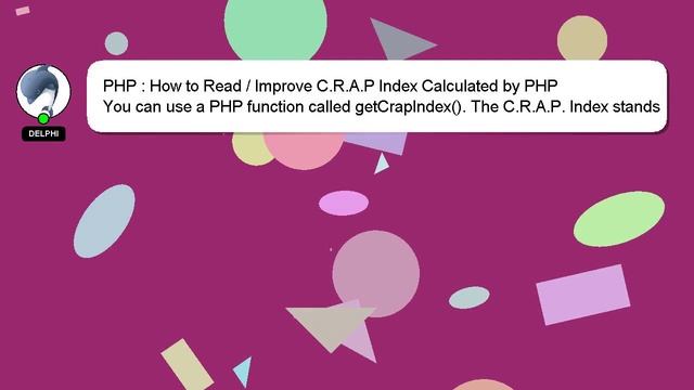 PHP : How to Read / Improve C.R.A.P Index Calculated by PHP смотреть онлайн