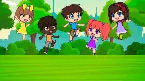 Five Little Children Jumping In The Grass