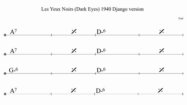 Les Yeux Noirs (Dark Eyes) 1940 Django Version (Dm) - (Gypsy Jazz) Backing Track
