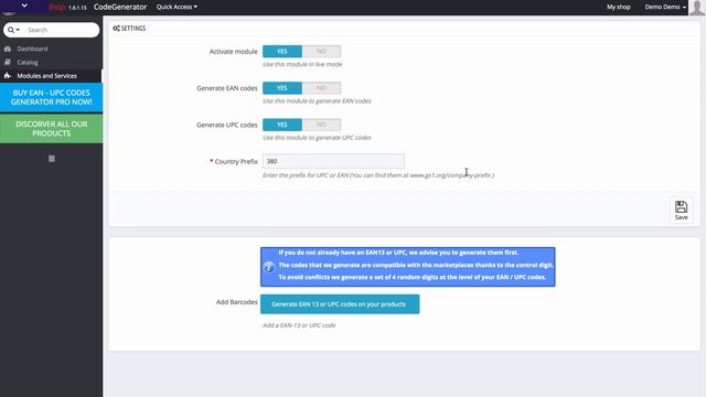 EAN - UPC codes Generator Prestashop Module смотреть онлайн