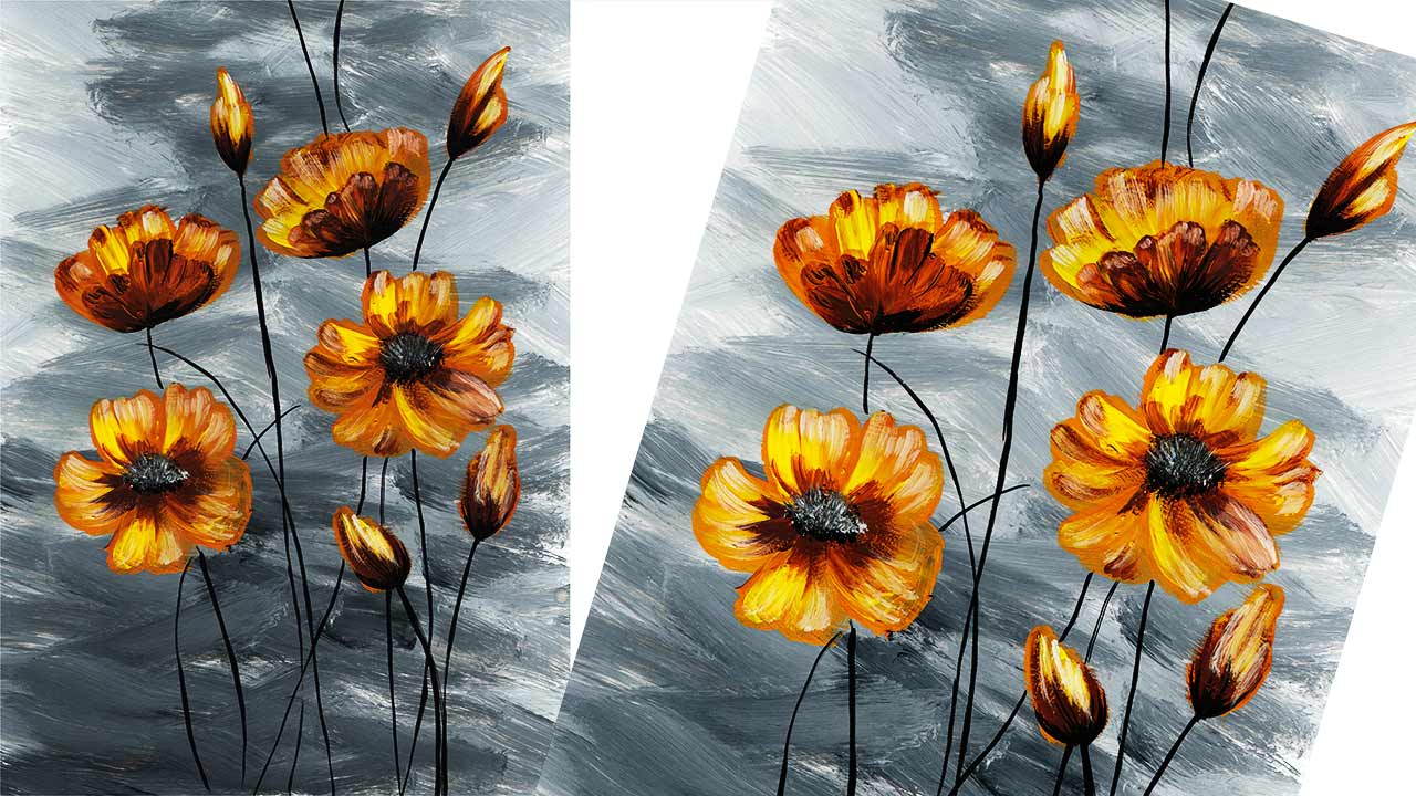 Картина для интерьера, желтые цветы. Рисуем цветы легко. Правополушарное рисование. смотреть онлайн