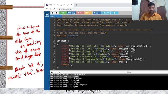 how to know size of the data type on Machine | example program for enum|Example program for typdef смотреть онлайн