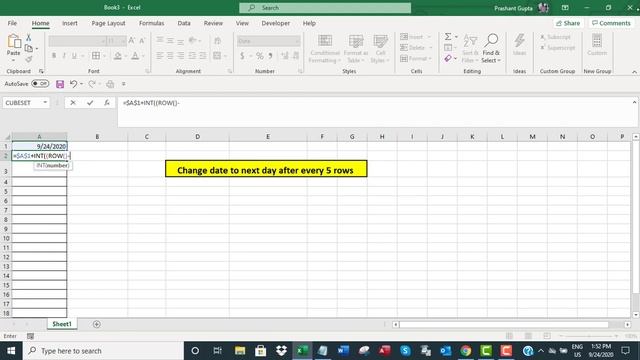 Change date to next day after every 5 rows in Excel смотреть онлайн
