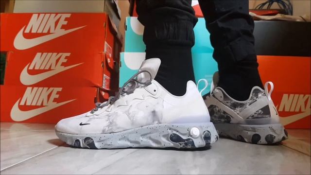 NIKE REACT ELEMENT 55 KENDRICK LAMAR CJ3312 001 ON FEET #011 ANTHRACITE WHITE BLACK смотреть онлайн