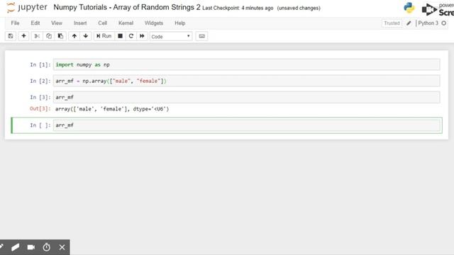 Numpy Tutorials - Array of Random Strings 2 - Jupyter Notebook смотреть онлайн