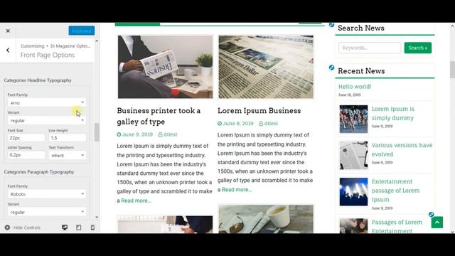 Typography Options - Di Magazine WordPress Theme смотреть онлайн