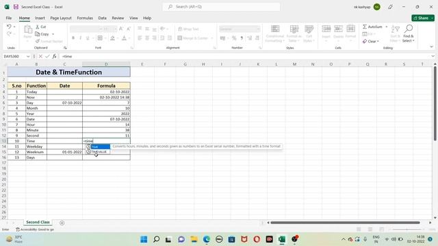 MS Excel Date and Time Function Part 1 Class 2 ||#excel смотреть онлайн