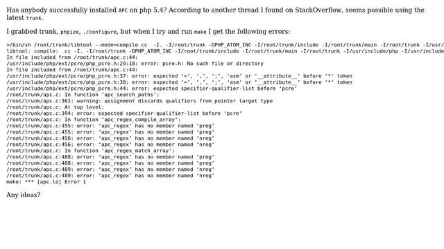 DevOps & SysAdmins: APC (trunk) Install With PHP 5.4 Failing смотреть онлайн