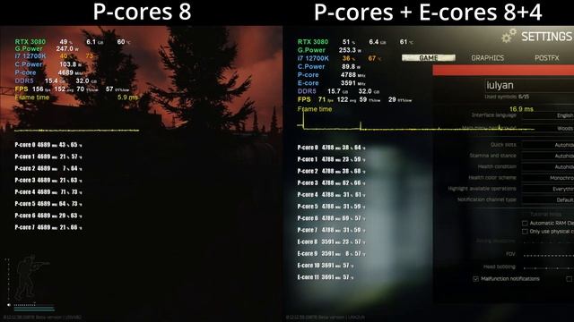 Intel 12th Gen : P-cores + E-cores vs P-cores in 5 games ( i7 12700K ) смотреть онлайн