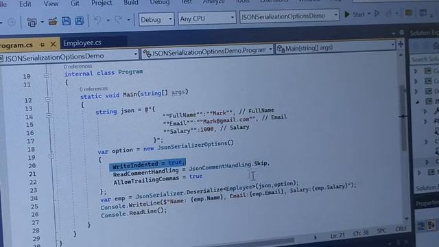 JSON Serialization Options Demo смотреть онлайн