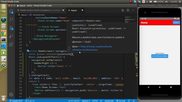 React Navigation 5 tutorial #5 Button in Header with Event смотреть онлайн