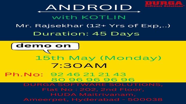 ANDROID with KOTLIN Online Training @ DURGASOFT смотреть онлайн