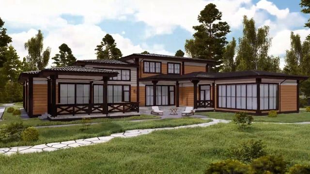 Деревянный дом из клееного бруса. Проект № 7802 смотреть онлайн