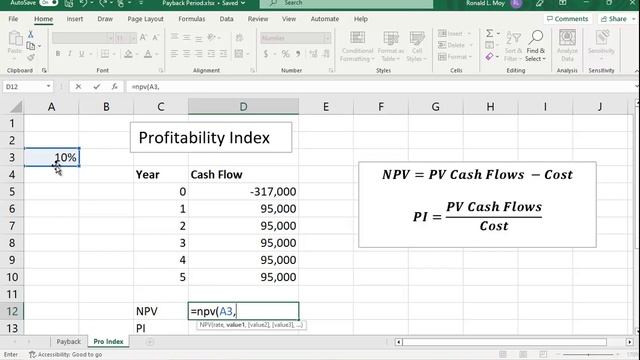 Computing Profitability Index in Excel смотреть онлайн