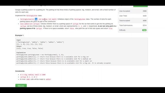 1603 Design Parking System Java смотреть онлайн