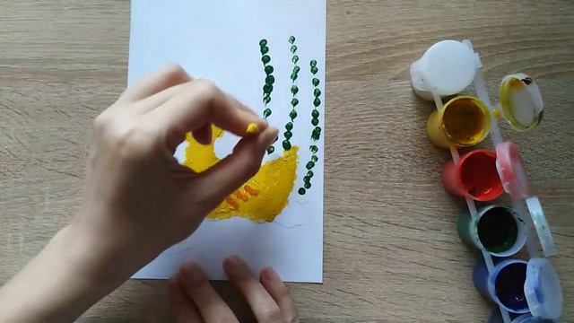 Как нарисовать утенка. Рисунок для детей от 2 лет ватными палочками. смотреть онлайн