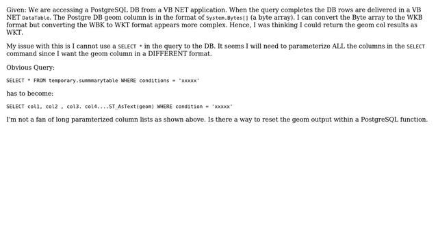 GIS: PostgreSQL Query which returns geom column as WKT set in function смотреть онлайн