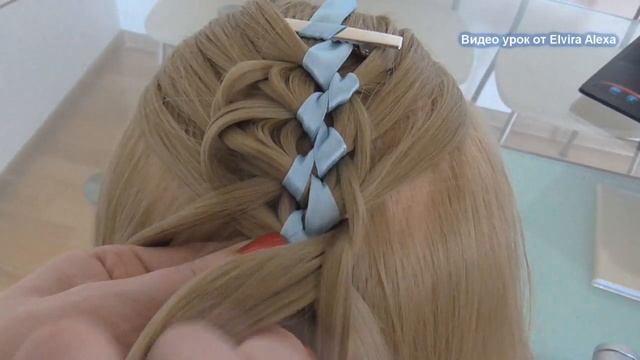 Коса с лентой на выпускной Ажурное плетение Hair tutorial Trenza смотреть онлайн