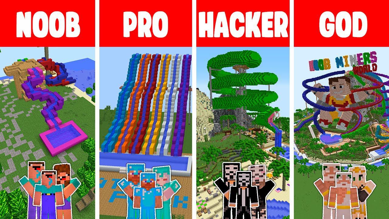 Minecraft FAMILY WATER PARK BUILD CHALLENGE - NOOB vs PRO vs HACKER vs GOD / Animation смотреть онлайн