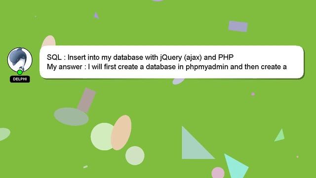 SQL : Insert into my database with jQuery (ajax) and PHP смотреть онлайн
