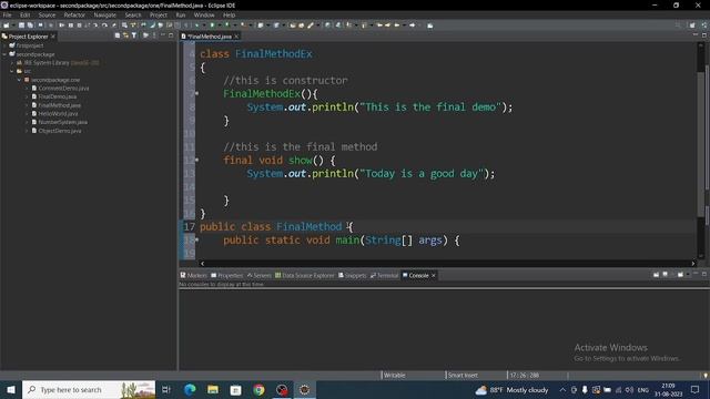 How to use final method in java (Eclipse) смотреть онлайн