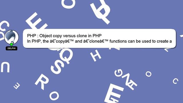 PHP : Object copy versus clone in PHP смотреть онлайн