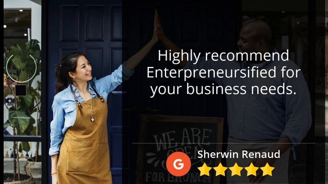 Entrepreneursified Digital Marketing Agency  Ledgewood Superb 5 Star Review By Sherwin R.