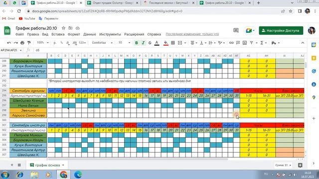 Составление графика работы для сотрудников смотреть онлайн